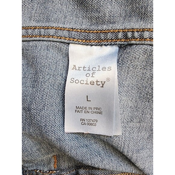 Sequin Hamsa Denim Jacket Size Large ARTICLES OF SOCIETY Hand Of Fatima - Picture 8 of 10